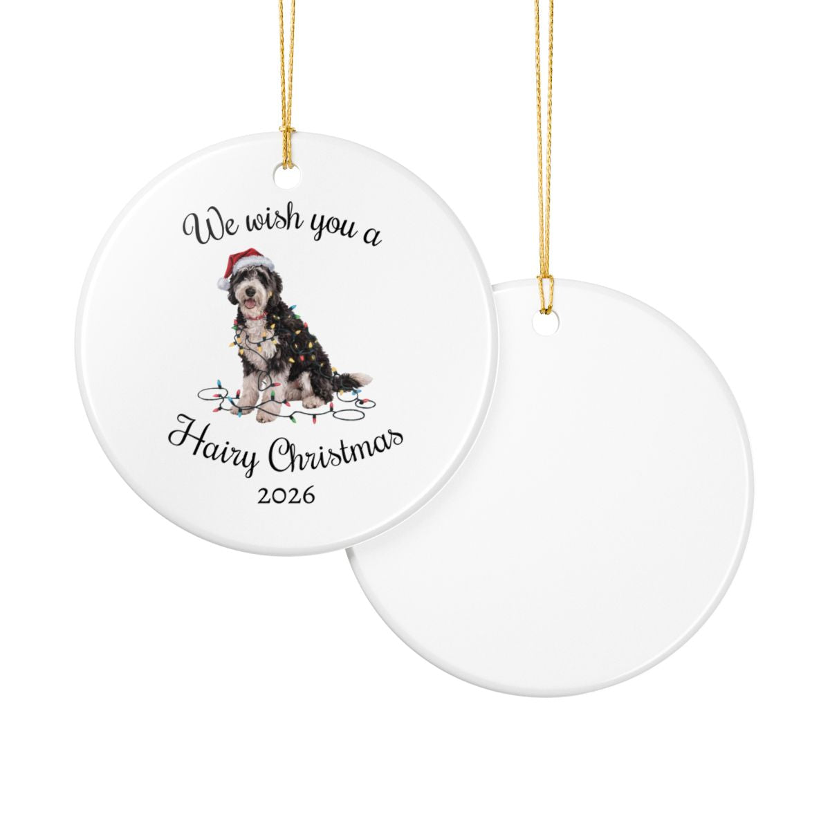 Christmas Labradoodle Ornament, Christmas Lights Dog Keepsake