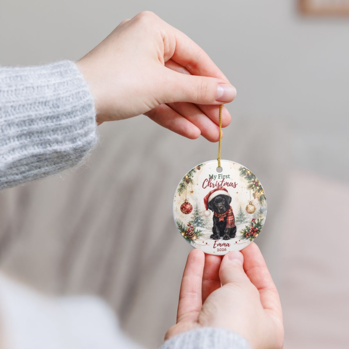 Personalized Puppy First Christmas Ornament, Custom Dog Keepsake Gift