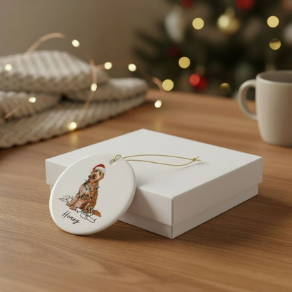 Personalized Goldendoodle Ceramic Ornament, Dog Lover Holiday Keepsake, Festive Xmas Tree Decoration