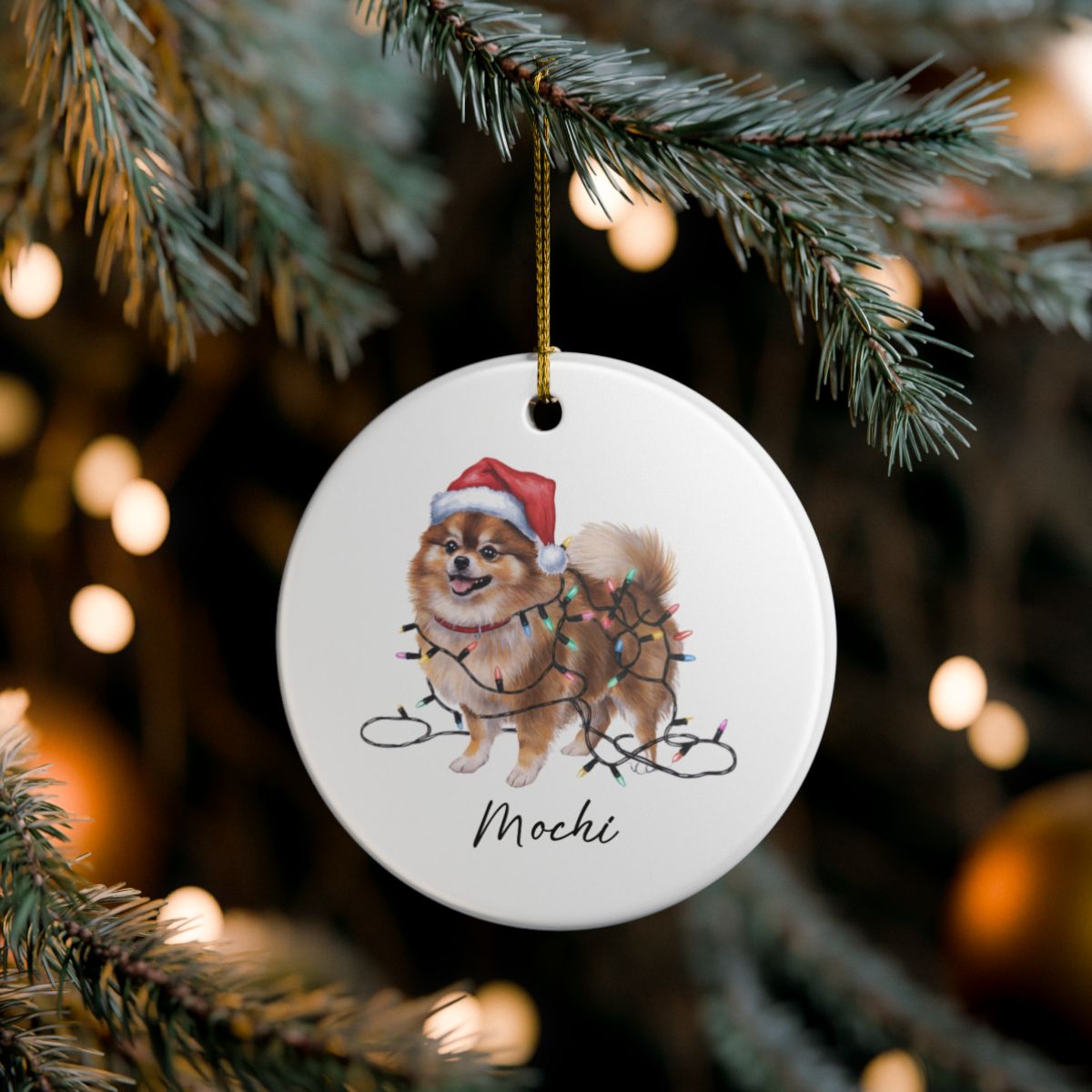 Personalized Pomeranian Ornament, Custom Ceramic Pet Keepsake
