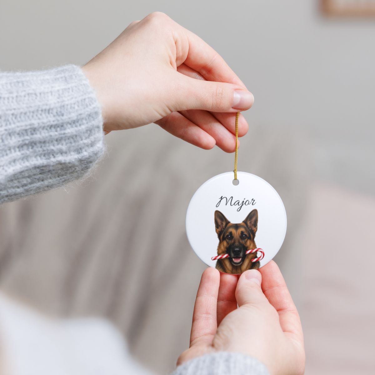Personalized German Shepherd Ornament, Custom Dog Name Christmas Ornament, GSD Gift, Dog Lover Gift