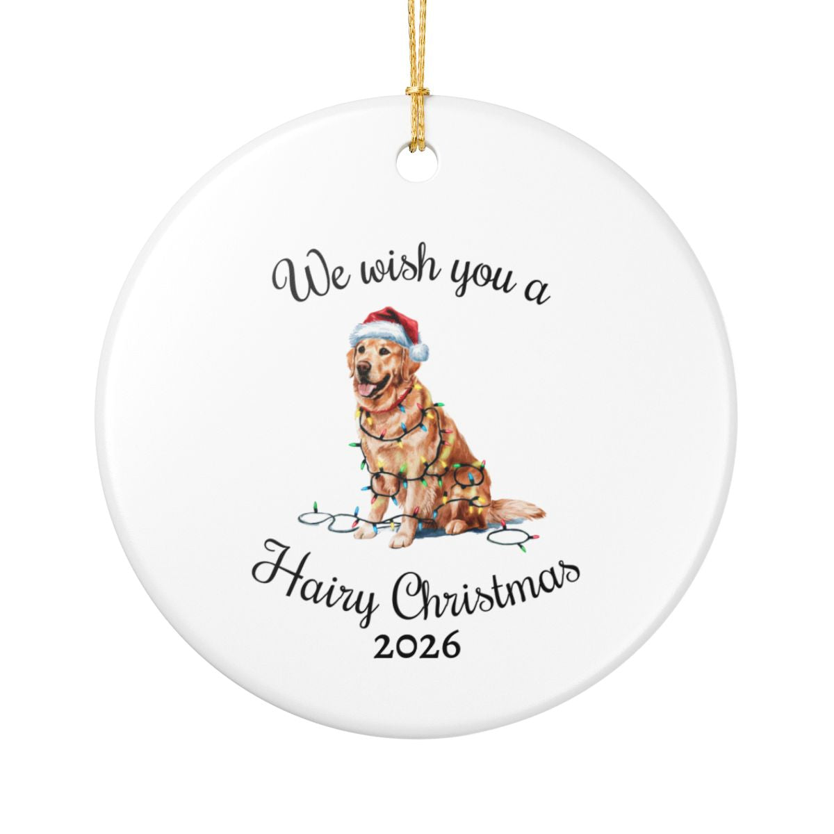 Christmas Golden Retriever Ornament, Christmas Lights Dog Keepsake