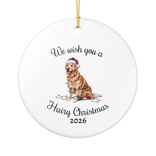 Christmas Golden Retriever Ornament, Christmas Lights Dog Keepsake