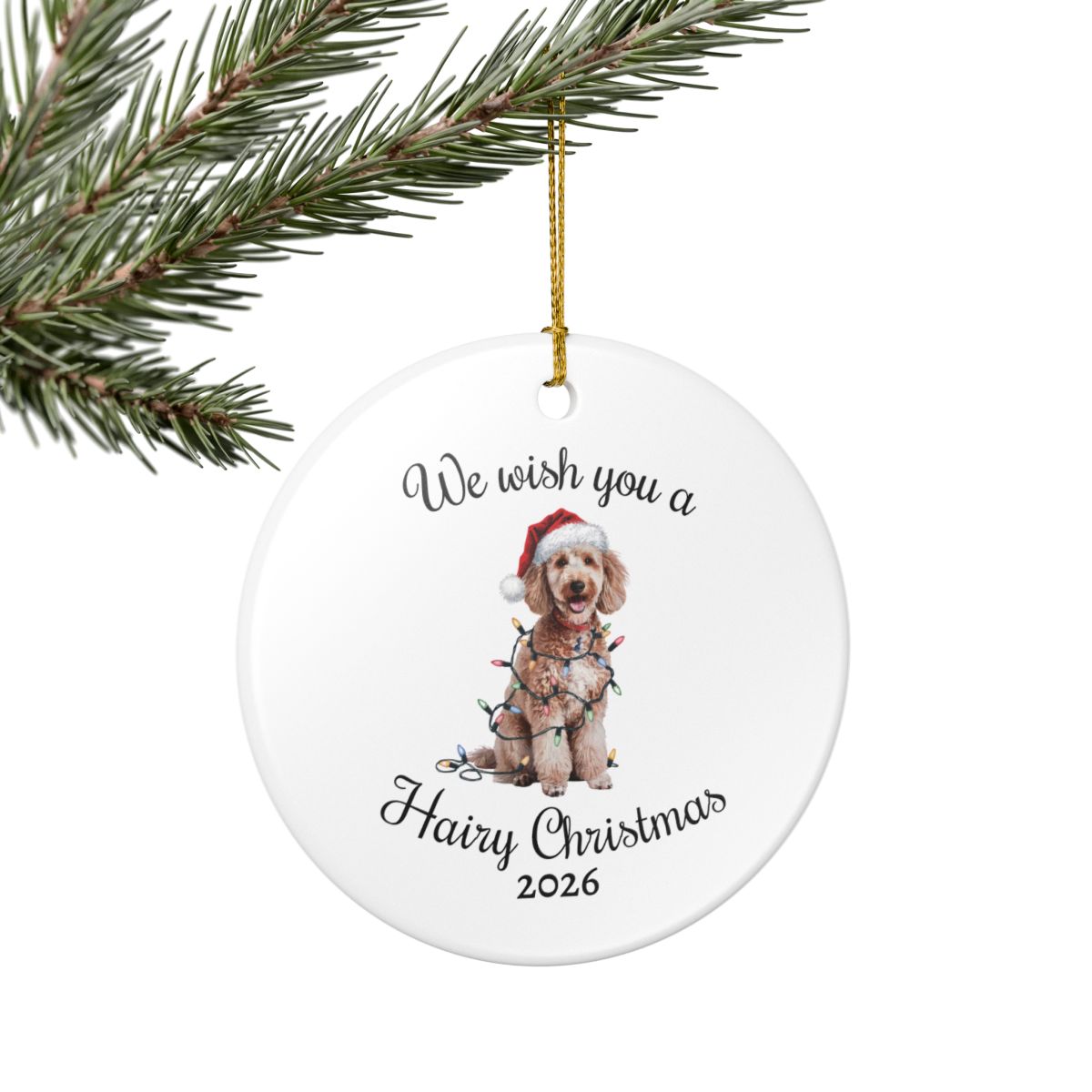 Christmas Poodle Ornament, Christmas Lights Dog Keepsake