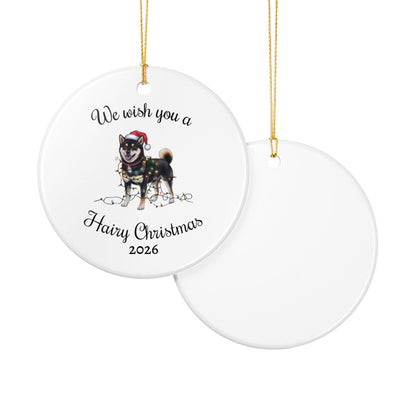 Christmas Black Shiba Inu Ornament, Christmas Lights Dog Keepsake