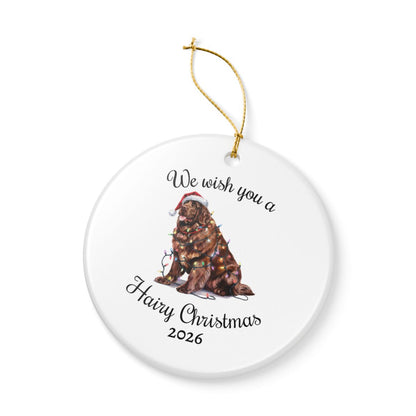 Christmas Brown Newfoundland Ornament, Christmas Lights Dog Keepsake