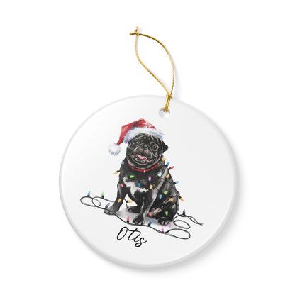 Black Pug Ornament, Personalized Pet Keepsake