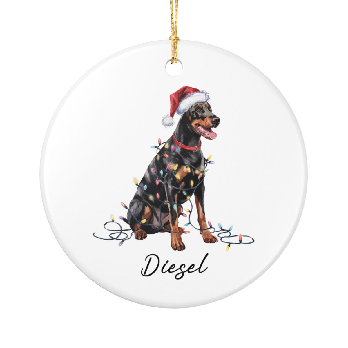 Personalized Doberman Pinscher Christmas Ornament, Custom Pet Ceramic Keepsake