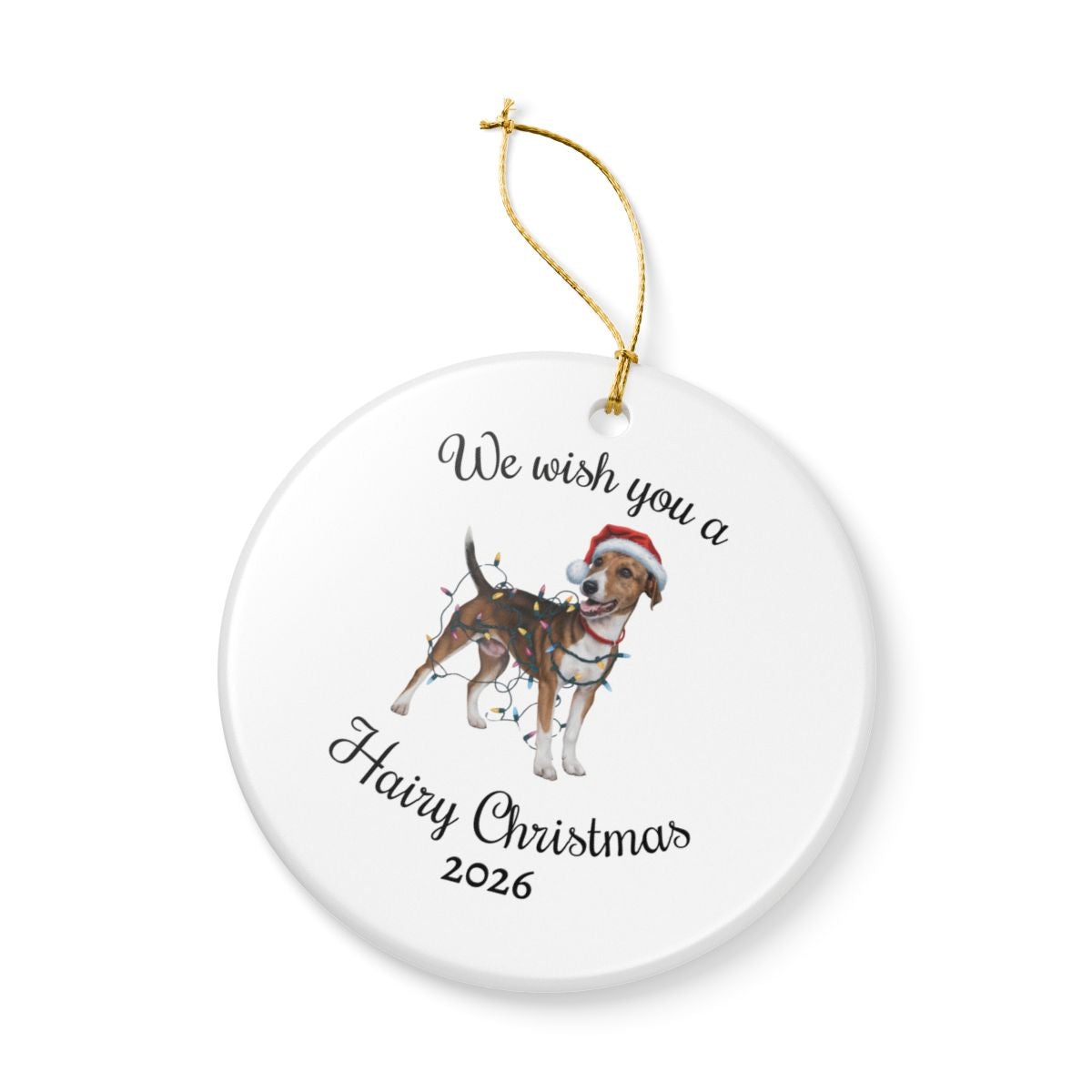Christmas Smooth Fox Terrier Ornament, Christmas Lights Dog Keepsake