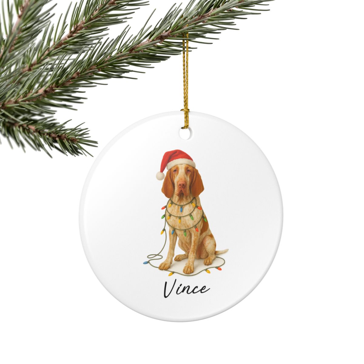 Personalized Bracco Italiano Ornament, Dog Lover Christmas Tree Decoration, Ceramic Pet Keepsake