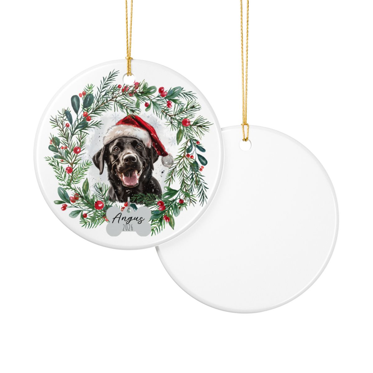 Personalized Black Lab Ornament, Custom Dog Christmas Keepsake, Customized Pet Name Ornament, Pet Memorial Ornament, Custom Dog Keepsake
