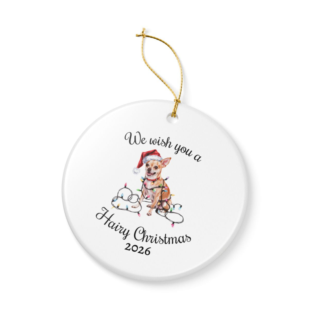 Christmas Tan Chihuahua Ornament, Christmas Lights Dog Keepsake