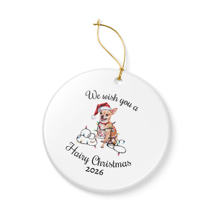 Christmas Tan Chihuahua Ornament, Christmas Lights Dog Keepsake
