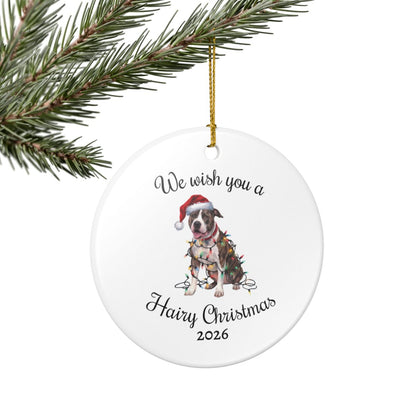 Christmas Pitbull Ornament, Christmas Lights Dog Keepsake