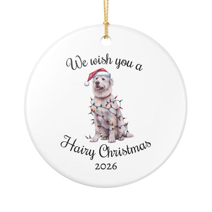 Christmas Kuvasz Ornament, Christmas Lights Dog Keepsake