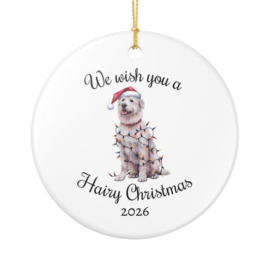 Christmas Kuvasz Ornament, Christmas Lights Dog Keepsake