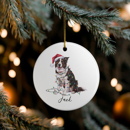 Personalized Border Collie Christmas Ornament, Festive Dog Lover Ceramic Keepsake