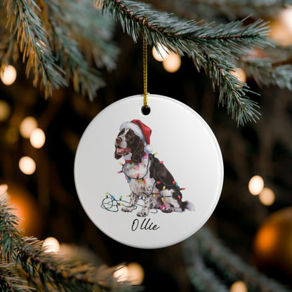 Personalized Brown Springer Spaniel Ornament, Christmas Dog Ornament