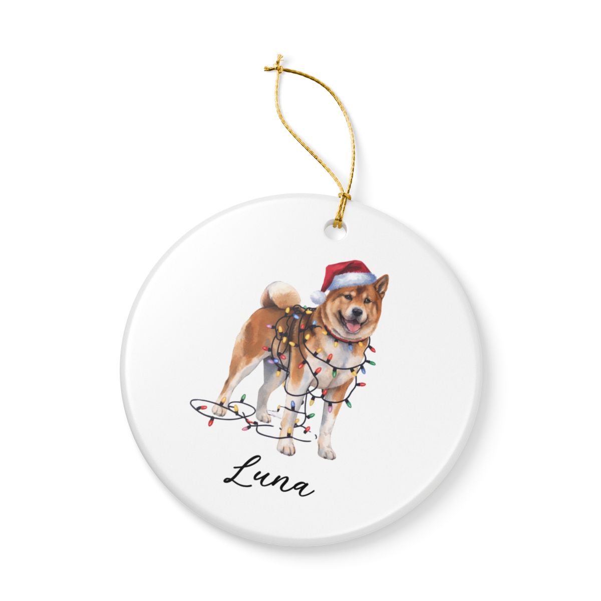 Personalized Akita Christmas Lights Ornament