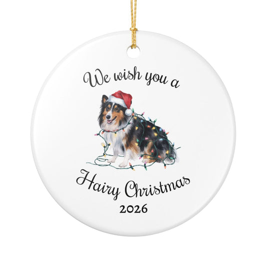 Christmas Sheltie Ornament, Christmas Lights Dog Keepsake