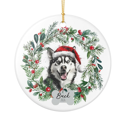 Personalized Siberian Husky Christmas Ornament
