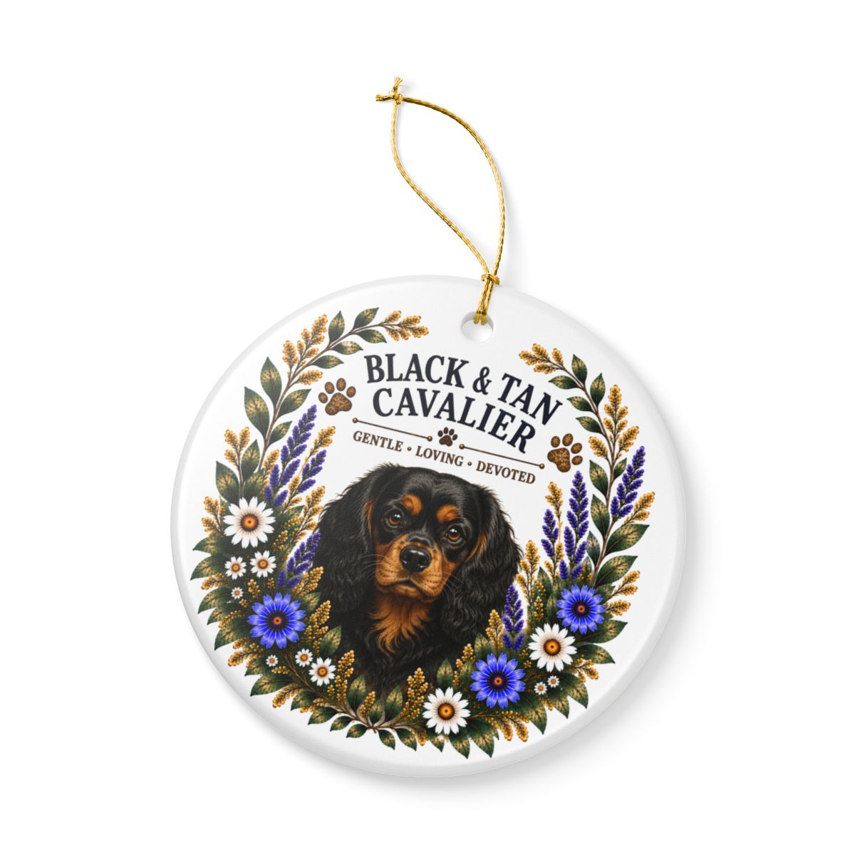 Black and Tan Cavalier Ornament, Cavalier King Charles Spaniel Gift, Dog Lover Keepsake