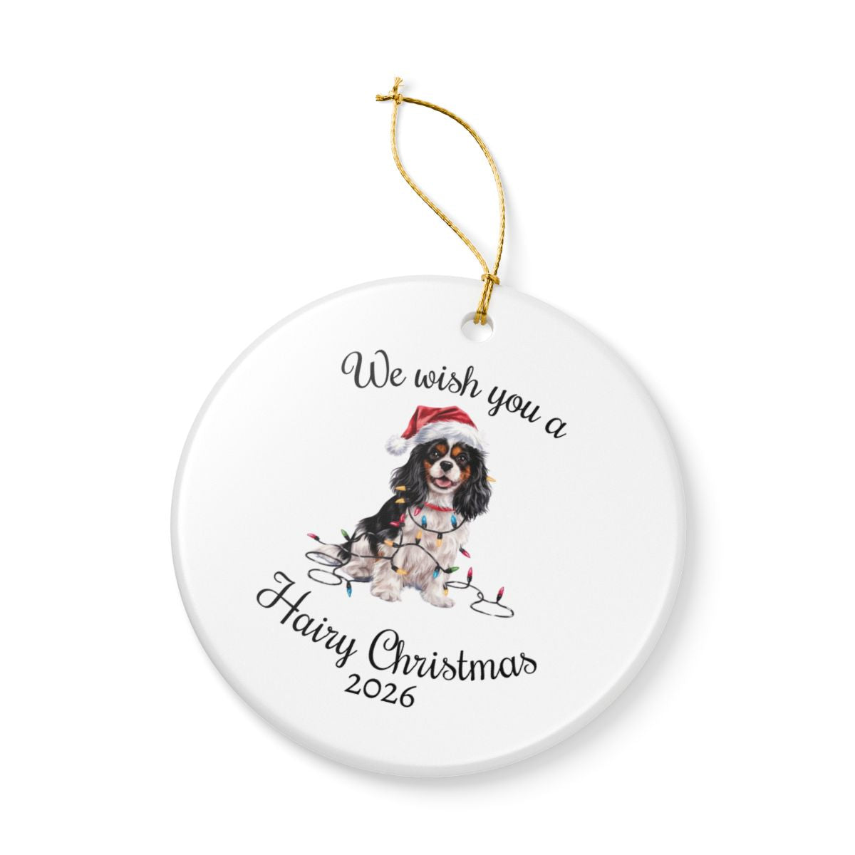 Tri-color Cavalier King Charles Spaniel Ornament, Funny Dog Lover Gift, Pet Holiday