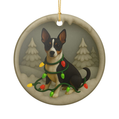 Personalized Rat Terrier Christmas Ornament, 3D Clay-Style Dog Keepsake with Lights
