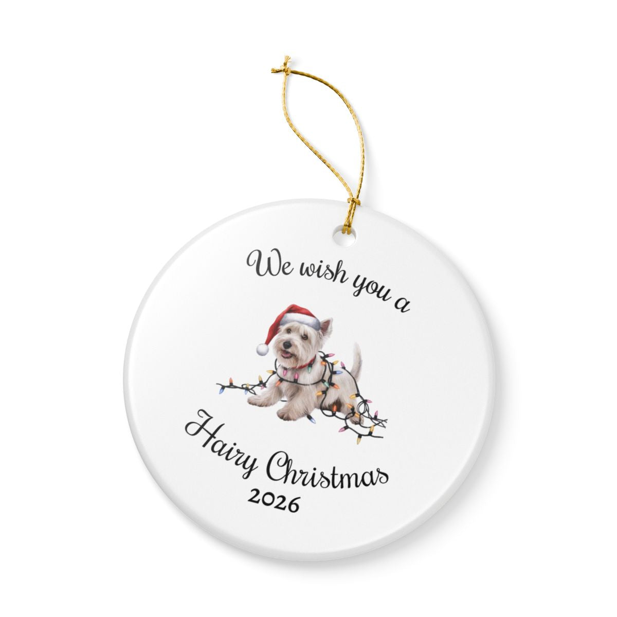 Christmas West Highland Terrier Ornament, Christmas Lights Dog Keepsake