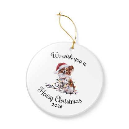 Christmas Papillon Ornament, Christmas Lights Dog Keepsake