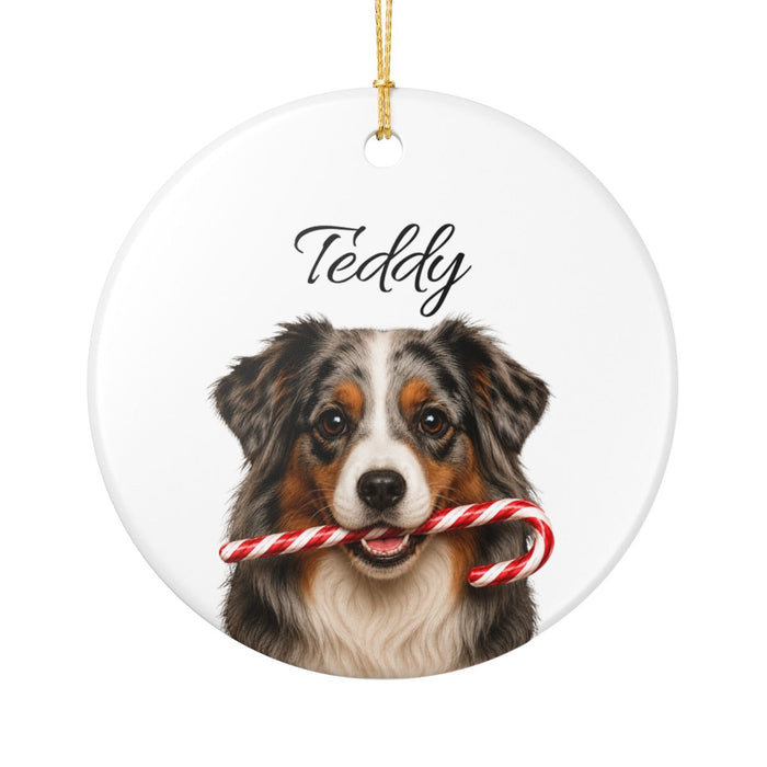 Personalized Australian Shepherd Ornament, Custom Dog Name Christmas Ornament, Aussie Gift, Dog Lover Gift