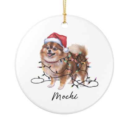 Personalized Pomeranian Ornament, Custom Ceramic Pet Keepsake