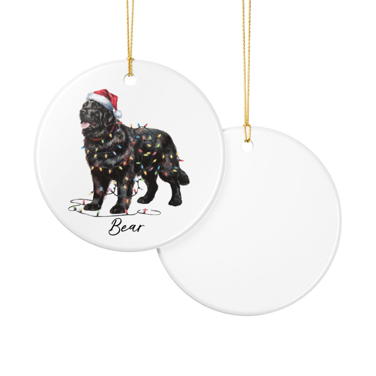 Black Newfoundland Ornament, Personalized Dog Keepsake