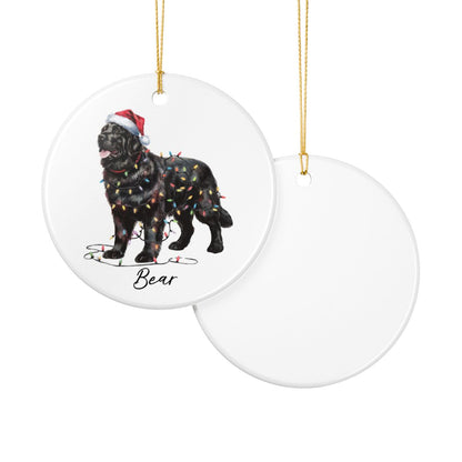 Black Newfoundland Ornament, Personalized Dog Keepsake
