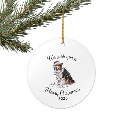 Christmas Collie Ornament, Christmas Lights Dog Keepsake