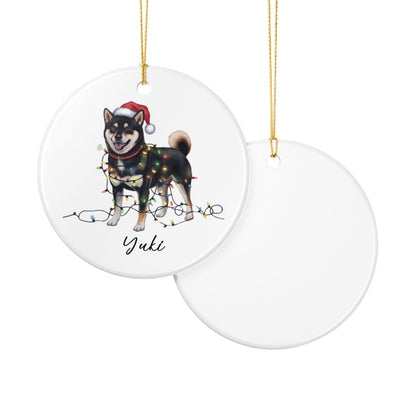 Personalized Black Shiba Inu Ornament, Custom Dog Lover Gift