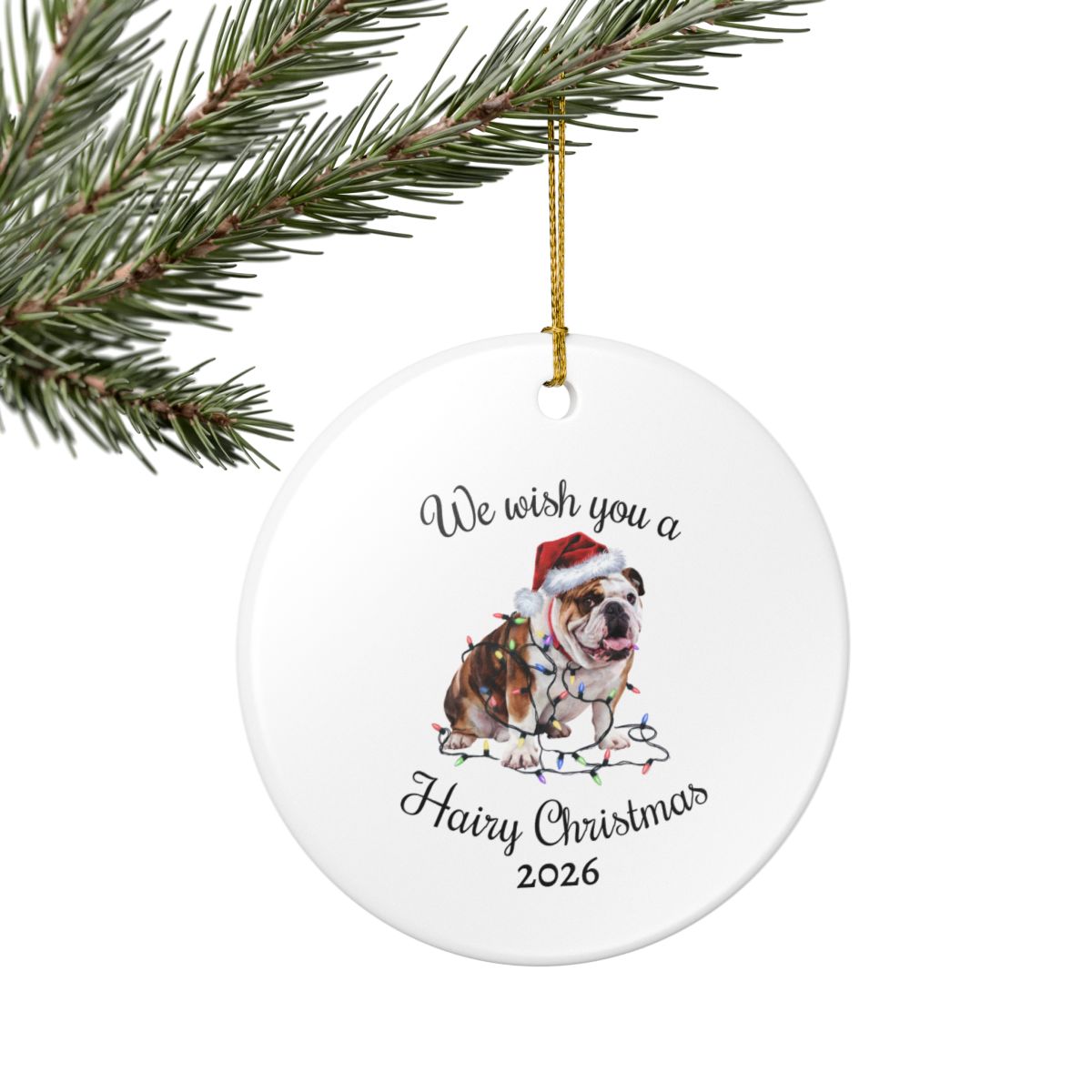 Christmas Bulldog Ornament, Bulldog Mom, Christmas Lights Dog Keepsake, Christmas Dog, Gift For Dog Lover, Bulldog