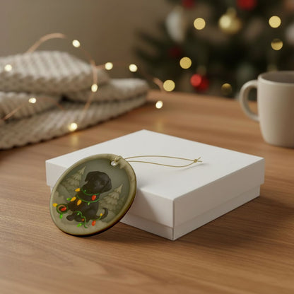 Personalized Black Lab Christmas 3D Clay-Style Ornament
