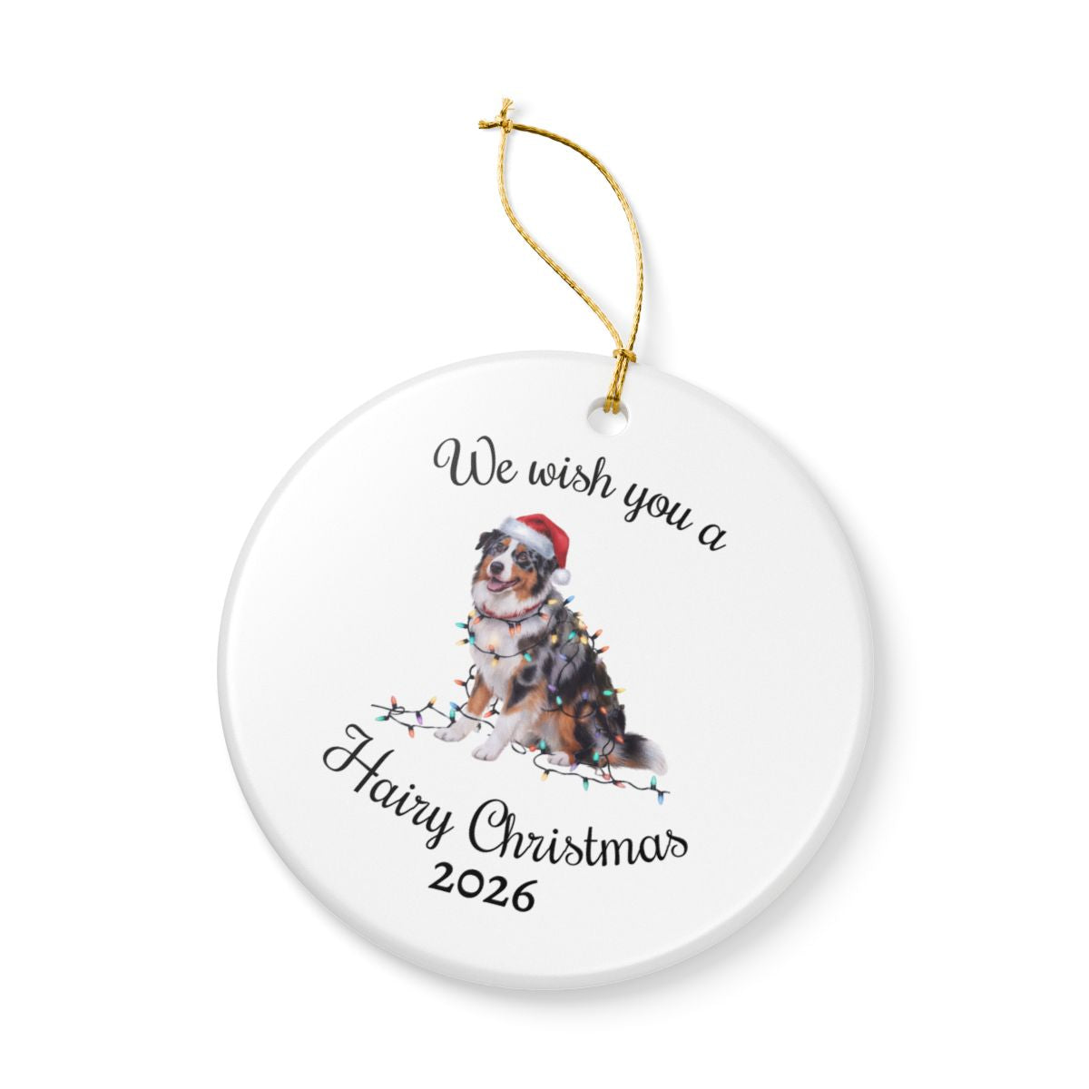 Australian Shepherd Ornament, Personalized Christmas Lights Dog Keepsake