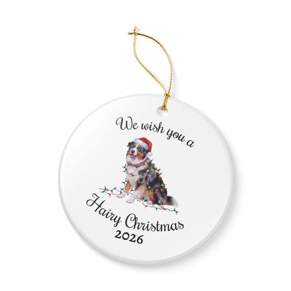 Australian Shepherd Ornament, Personalized Christmas Lights Dog Keepsake
