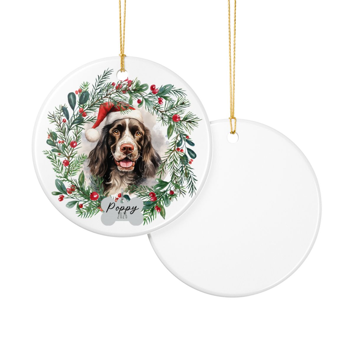 Personalized Springer Spaniel Christmas Ornament