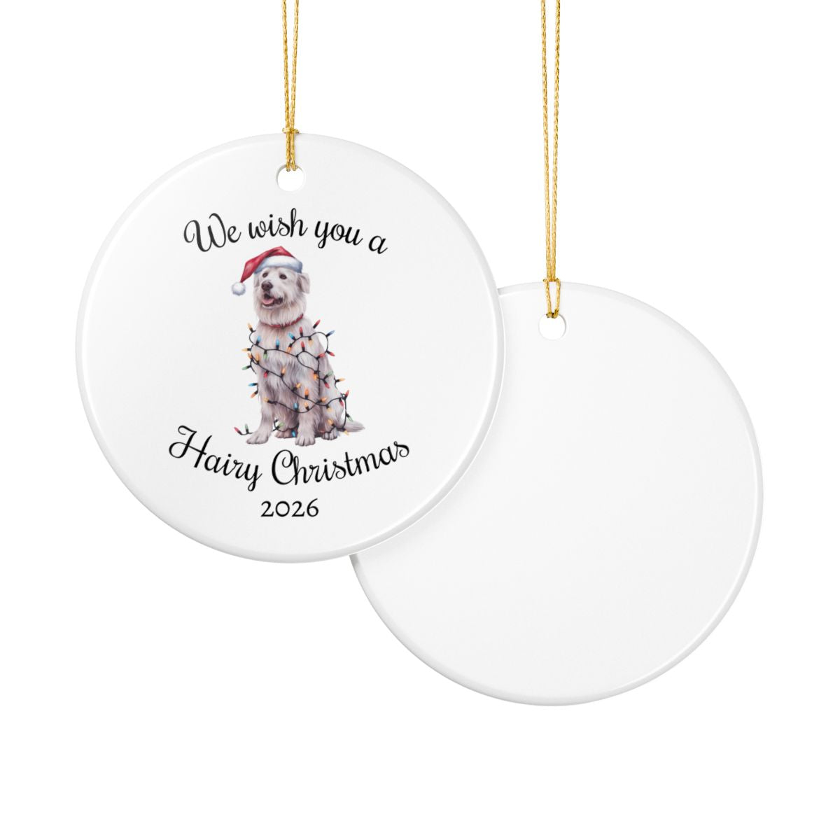 Christmas Kuvasz Ornament, Christmas Lights Dog Keepsake