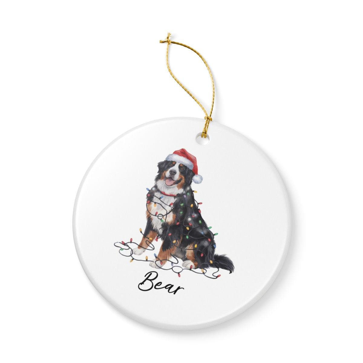 Personalized Ceramic Bernese Mountain Dog Christmas Ornament, Pet Holiday Tree Decor