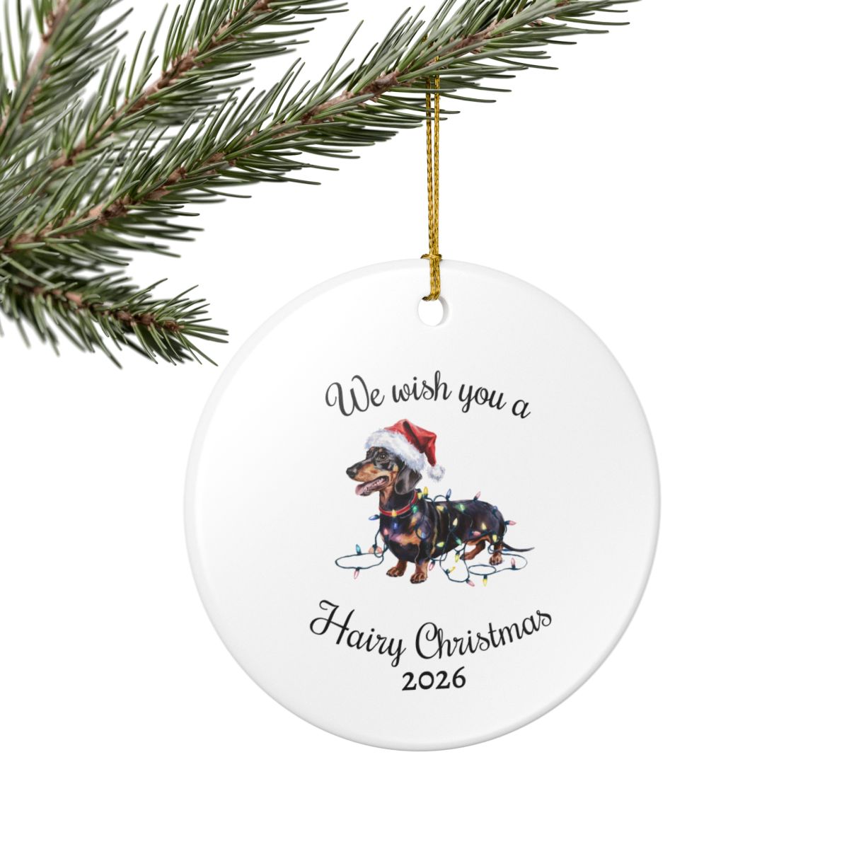 Christmas Dachshund Ornament, Christmas Lights Dog Keepsake