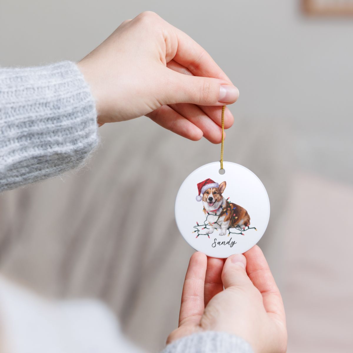 Personalized Corgi Ornament, Ceramic Christmas Tree Decor, Festive Pet Lover Gift