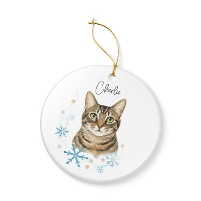 Personalized Pet Photo Ornament, Custom Dog Cat Christmas Ornament with Name, Watercolor Gift