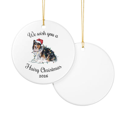 Christmas Sheltie Ornament, Christmas Lights Dog Keepsake