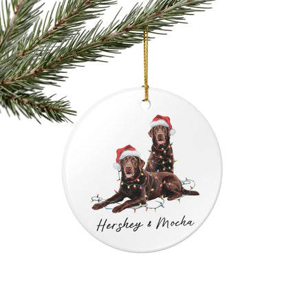 Chocolate Labradors Ornament, Personalized Dog Christmas Decor