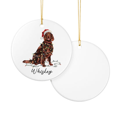 Personalized Irish Setter Christmas Ornament, Dog Lover Holiday Keepsake, Ceramic Tree Decor