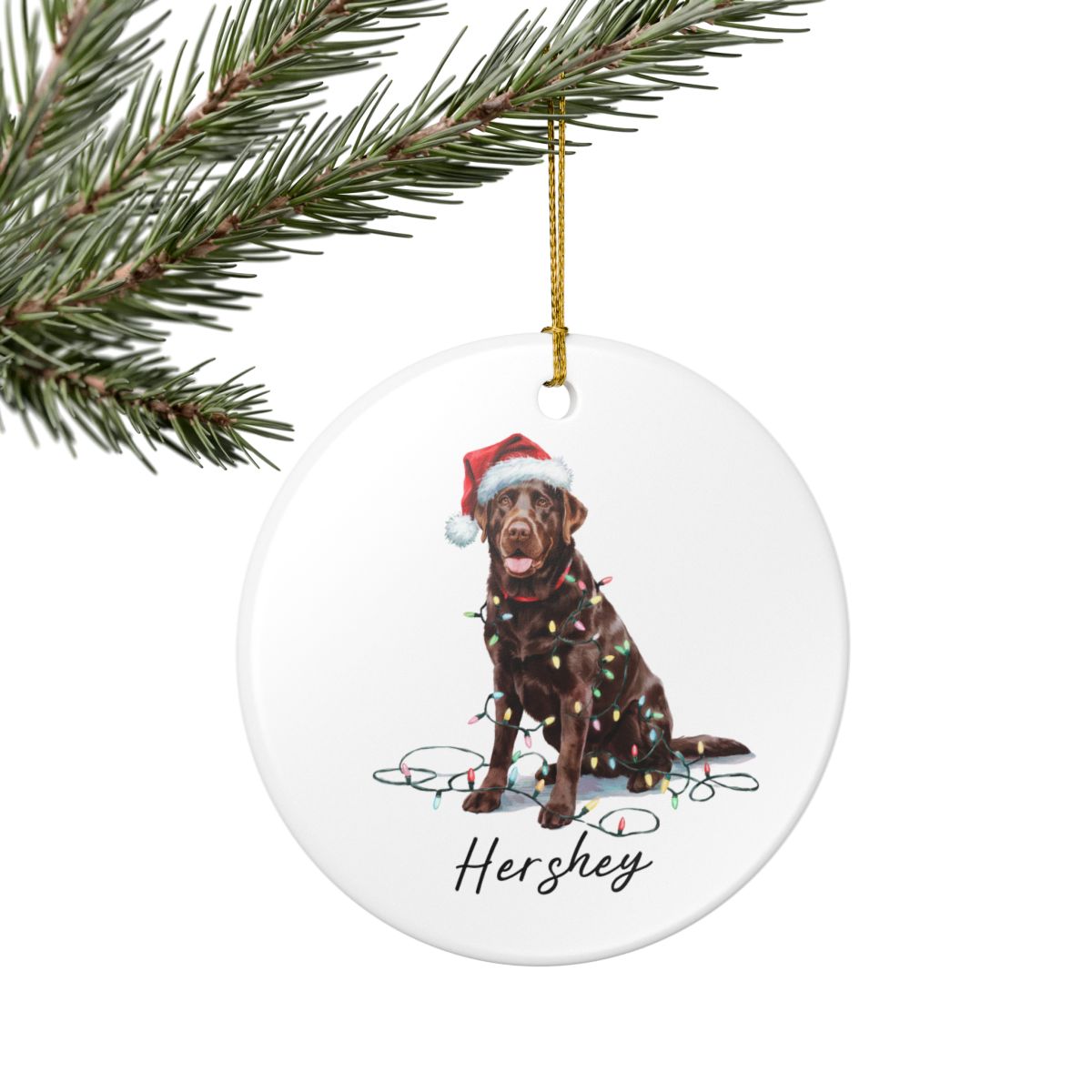 Chocolate Labrador Retriever Ornament, Personalized Dog Christmas Decor